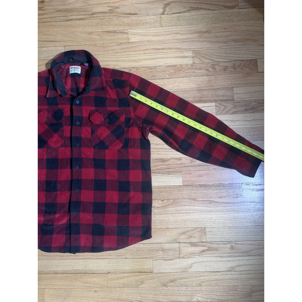 WRANGLER Red & Black Fleece Buffalo Plaid Relaxed Button up Shirt Size XL - Picture 4 of 6